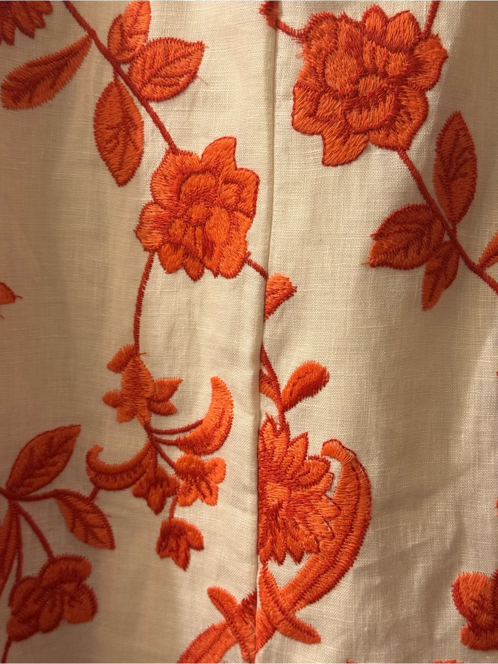 NWT Rebecca Taylor Scarlet Embroidered Linen Skirt Ivory Red Coral Size 6 - Picture 11 of 15